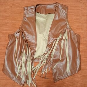 Brown Fringe Leather Vest